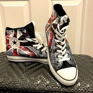 NWOT Chuck Taylor All Star Hi-Top Black/Chili Pepper/Vintage Indigo Flag